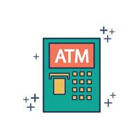 automatisch teller machine Geldautomaat icoon vector illustratie glyph stijl ontwerp met kleur en plus teken. geïsoleerd Aan wit achtergrond.