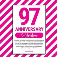 97 jaar verjaardag viering ontwerp, Aan roze streep achtergrond vector illustratie. eps10 vector