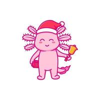 schattig axolotl ontwerp vieren Kerstmis vector