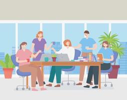 coworking concept met een team van medewerkers vector