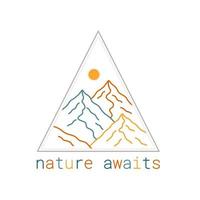 natuur wacht dieren in het wild bergen in kleurrijk mono lijn ontwerp voor insigne, sticker, lapje, t overhemd ontwerp, enz vector