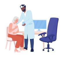 dame gevoel slecht Bij dokter afspraak semi vlak kleur vector karakters. bewerkbare figuren. vol lichaam mensen Aan wit. kliniek gemakkelijk tekenfilm stijl illustratie voor web grafisch ontwerp en animatie