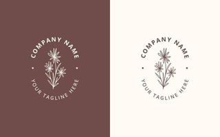 minimalistische vrouwelijk logo met hand- getrokken bloemen botanisch logo sjabloon vector