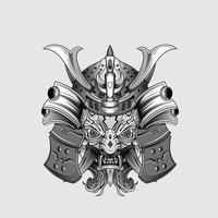 zwart tatoeages samurai masker oni duivel Japans traditioneel krijger helm illustratie. leger en geschiedenis concept voor symbolen en emblemen Sjablonen geschikt voor tatoeages vector