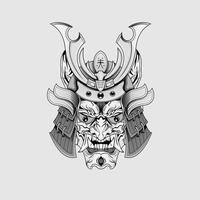 zwart tatoeages samurai masker oni duivel Japans traditioneel krijger helm illustratie. leger en geschiedenis concept voor symbolen en emblemen Sjablonen geschikt voor tatoeages vector