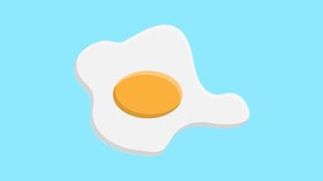door elkaar gegooid eieren Aan een blauw achtergrond, vector illustratie. ei met geel dooier. heerlijk ontbijt. gebakken eieren met wit eiwit. gebakken ei voor Engels ontbijt traktatie