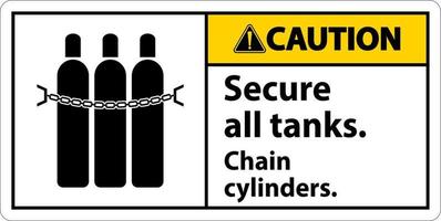 voorzichtigheid teken beveiligen allemaal tanks, keten cilinders vector