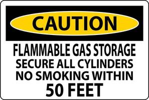 voorzichtigheid teken brandbaar gas- opslag, beveiligen allemaal cilinders, Nee roken binnen 50 voeten vector