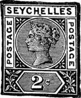 Seychellen eilanden 2 cent stempel, 1890, wijnoogst illustratie vector