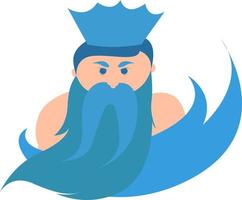 Poseidon god, illustratie, vector Aan wit achtergrond.