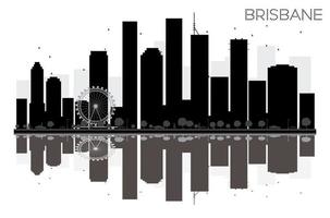 Brisbane stad horizon zwart en wit silhouet met reflecties. vector