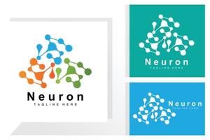 neuron logo ontwerp vector zenuw cel illustratie moleculair dna Gezondheid merk