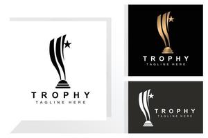 trofee logo ontwerp, prijs winnaar kampioenschap trofee vector, succes merk vector