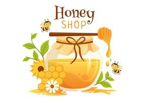 honing winkel met een natuurlijk nuttig Product kan, bij of honingraten naar worden verbruikt Aan vlak tekenfilm hand- getrokken Sjablonen illustratie vector