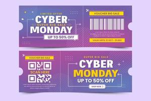 cyber maandag tegoedbon of coupon ontwerp sjabloon vector