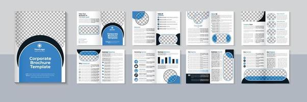 zakelijke brochure ontwerp, bedrijf 16 bladzijde brochure sjabloon, blauw kleur, pro vector