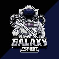 astronaut mascotte esport gaming logo ontwerp vector