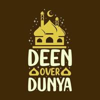 deen over- dunya- moslim religie het beste citaten typografie. vector