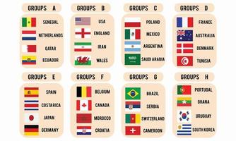 allemaal teams met pictogrammen van nationaal vlaggen. sjabloon vector