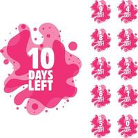 countdown timer met aantal van dagen links roze vloeistof stijl vector