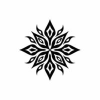 zwart mandala tribal bloem symbool logo Aan wit achtergrond. stencil sticker tatoeëren ontwerp. vlak vector illustratie.
