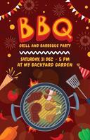 barbecue partij poster ontwerp vector