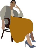 meisje in een stoel, illustratie, vector Aan wit achtergrond.