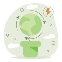 circulaire economie illustratie duurzame economisch groei strategie, toevluchten hergebruik en verminderen co2 emissie en klimaat invloed. bijvoorbeeld, groen energie en industrie concept. vector illustratie