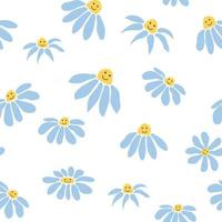 groovy madeliefje retro naadloos patroon. jaren 70 uitstraling hippie ornament. bloemen behang. vector