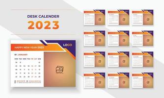bureau kalender ontwerp 2023 nieuw jaar zakelijke bedrijf bedrijf tafel kalender12 maanden 12 bladzijde vector