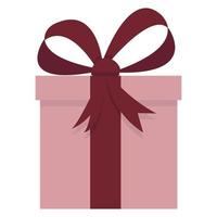 roze geschenk doos gebonden met een rood lint met een boog. vector illustratie geïsoleerd Aan wit achtergrond.