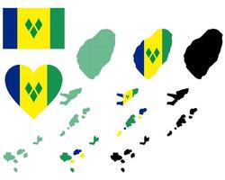 kaart en vlag van heilige vincent en de grenadines symbool Aan een wit achtergrond vector