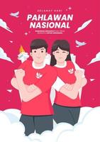 selamat hari pahlawan nasional middelen gelukkig Indonesisch nationaal heroes dag vector