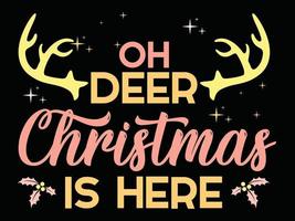 Oh hert Kerstmis is hier 05 vrolijk Kerstmis en gelukkig vakantie typografie reeks vector