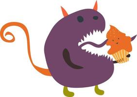 Purper monster, illustratie, vector Aan wit achtergrond.