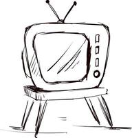 oud TV tekening, illustratie, vector Aan wit achtergrond.