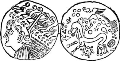 Brits munt, wijnoogst illustratie. vector