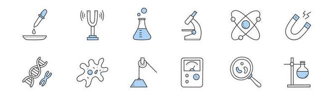 reeks van wetenschap tekening pictogrammen, chemisch laboratorium vector