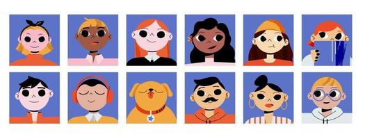 avatars reeks met mensen portretten voor sociaal media vector