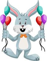 konijn met ballonnen, illustratie, vector Aan wit achtergrond.