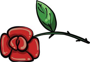 een rood roos, illustratie, vector Aan een wit achtergrond.