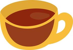 ontbijt koffie in geel kop , illustratie, vector Aan een wit achtergrond.