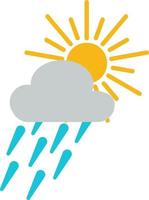 zwaar regen met zon, illustratie, vector, Aan een wit achtergrond. vector