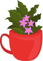 bloemen in een beker, illustratie, vector Aan wit achtergrond.