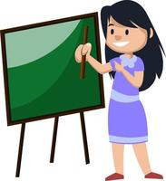 meisje met schoolbord, illustratie, vector Aan wit achtergrond.