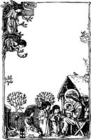 Engels geïllustreerd tijdschrift is een tekening dat komt van in 1892 wijnoogst gravure. vector