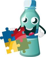 fles is Holding puzzel, illustratie, vector Aan wit achtergrond.