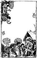 Engels geïllustreerd tijdschrift was gemaakt door Engels artiest louis Davis wijnoogst gravure. vector