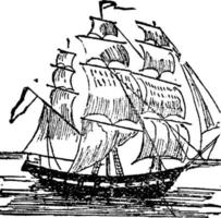 schip, wijnoogst illustratie vector