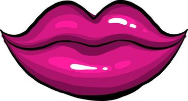 roze glanzend lippen, illustratie, vector Aan wit achtergrond.